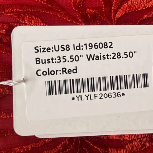 JJ's House Red Ball-Gown w/ Sweep Train Tulle Lace w/ Sequins Sz 8 196082 - Picture 7 of 13